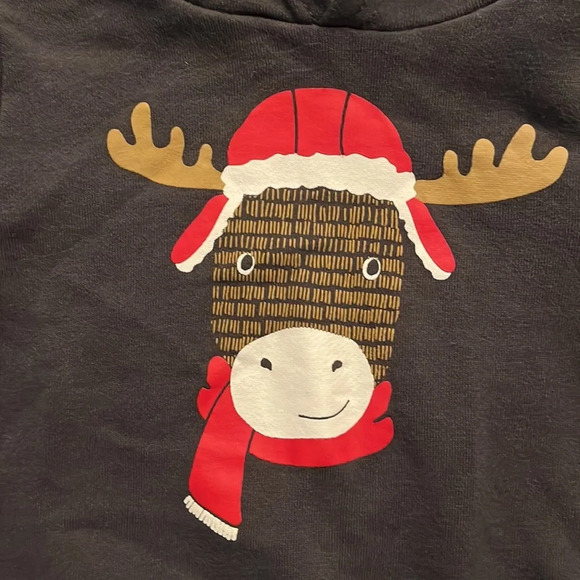 Carter’s Christmas Moose Hoodie Size 24M - Picture 2 of 4